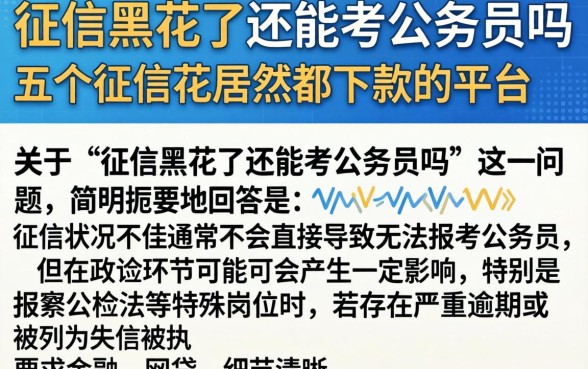 征信黑花了还能考公务员吗，详尽说明五个征信花居然都下款的平台
