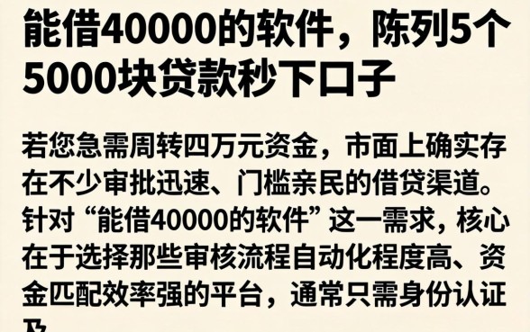 能借40000的软件,陈列5个5000块贷款秒下口子