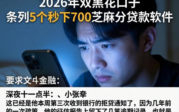 2026年双黑花口子,条列5个秒下700芝麻分贷款软件