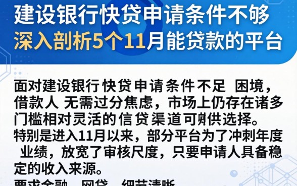 建设银行快贷申请条件不够，深入剖析5个11月能贷款的平台