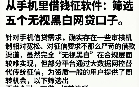从手机里借钱的软件，筛选五个无视黑白的网贷口子