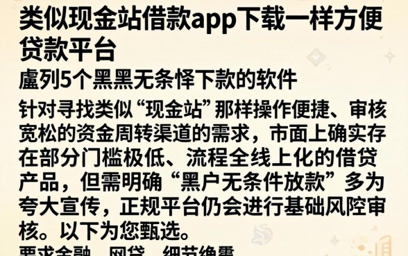 类似现金站借款app下载一样方便的贷款平台，胪列5个黑户无条件下款的软件