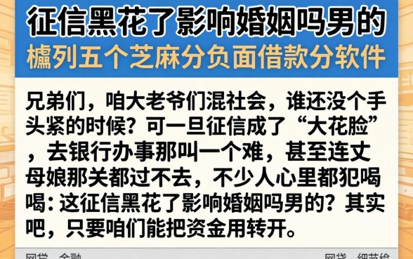 征信黑花了影响婚姻吗男的，胪列五个芝麻分负面借款的软件