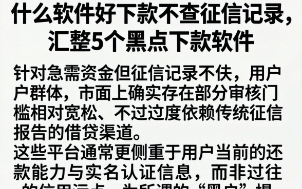 什么软件好下款不查征信记录，汇整5个黑户下款软件
