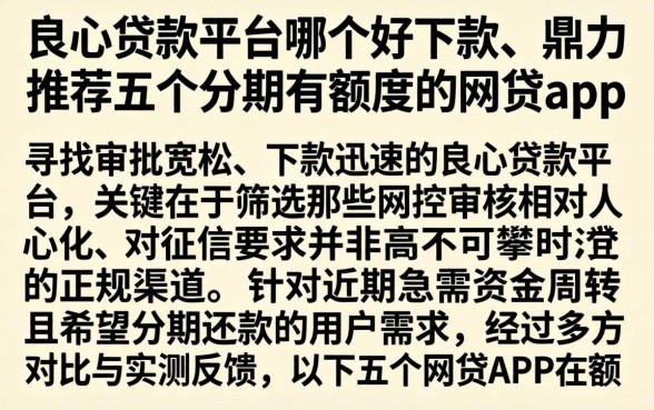 良心贷款平台哪个好下款,鼎力推荐五个分期有额度的网贷app