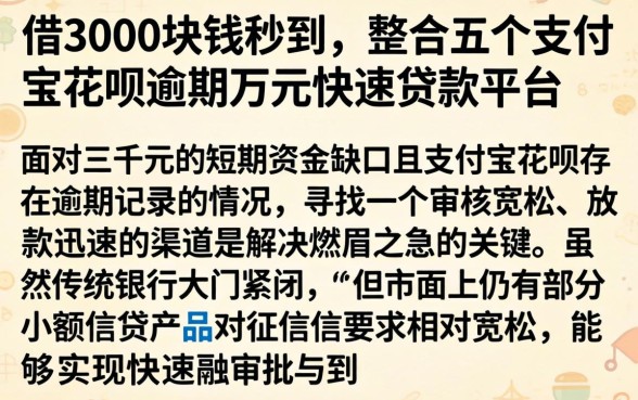 借3000块钱秒到，整合五个支付宝花呗逾期万元快速贷款平台