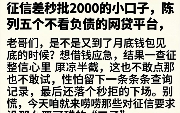 征信差秒批2000的小口子,陈列五个不看负债的网贷平台
