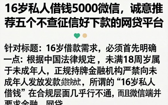 16岁私人借钱5000微信,诚意推荐五个不查征信好下款的网贷平台