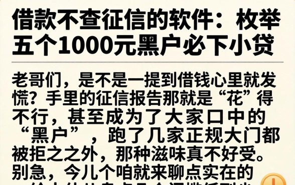 借款不查征信的软件，枚举五个1000元黑户必下小贷