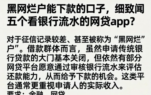 黑网烂户能下款的口子，细致阐述五个看银行流水的网贷app