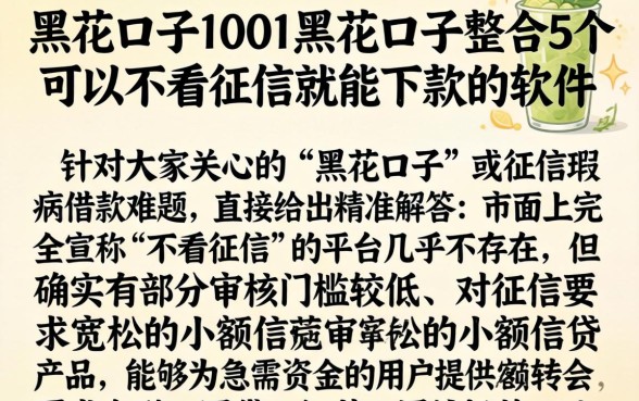 黑花口子1001黑花口子，整合5个可以不看征信就能下款的软件