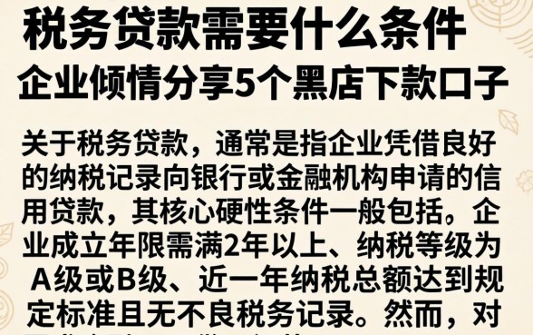税务贷款需要什么条件 企业，倾情分享5个黑户下款口子