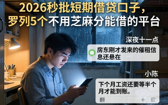 2026秒批短期借贷口子，罗列5个不用芝麻分能借的平台
