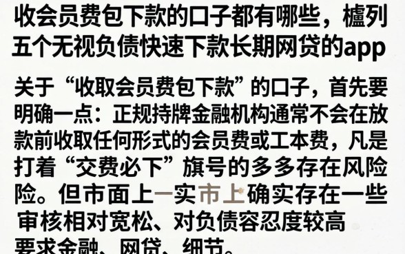 收会员费包下款的口子都有哪些，胪列五个无视负债快速下款长期网贷的app
