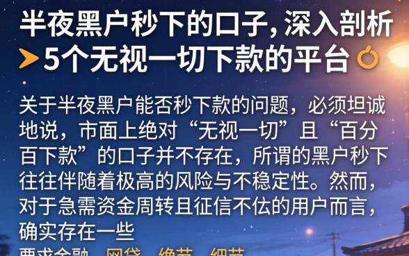 半夜黑户秒下的口子，深入剖析5个无视一切下款的平台