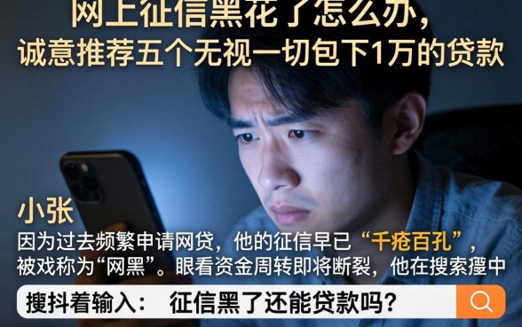 网上征信黑花了怎么办，诚意推荐五个无视一切包下1万的贷款