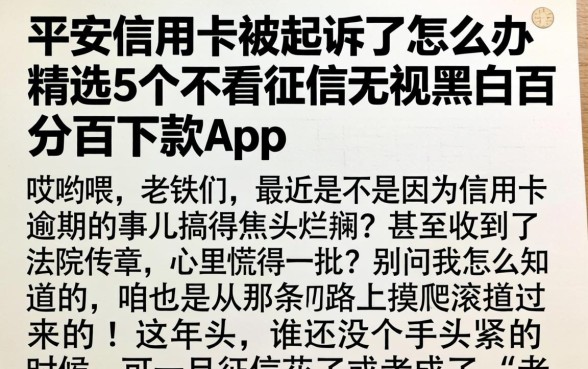 平安信用卡被起诉了怎么办，精选5个不看征信无视黑白百分百下款app