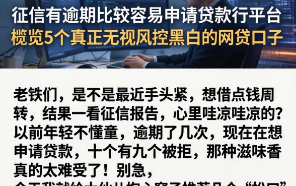 征信有逾期比较容易申请贷款的平台，概览5个真正无视风控黑白的网贷口子