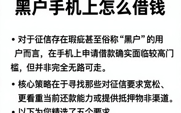 黑户手机上怎么借钱,罗列五个简单容易贷款平台