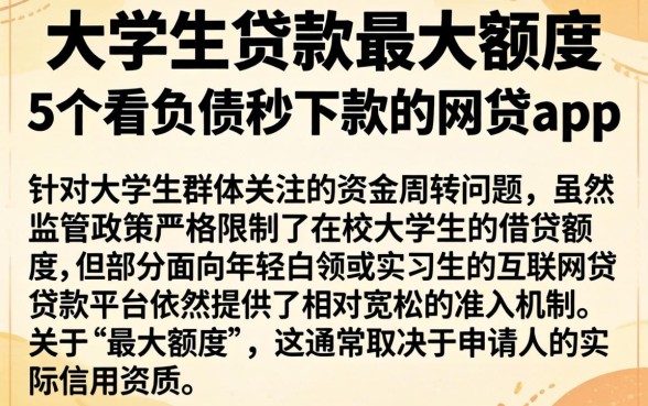 大学生贷款最大额度，概括5个不看负债秒下款的网贷app