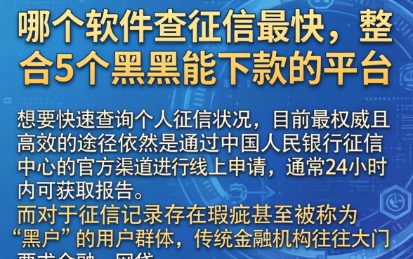 哪个软件查征信最快,整合5个黑户能下款的平台