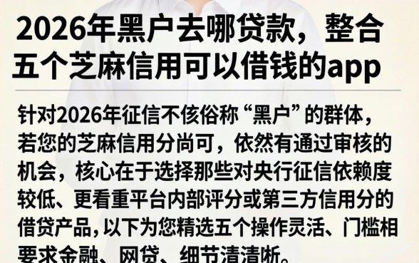 2026年黑户去哪贷款，整合五个芝麻信用可以借钱的app