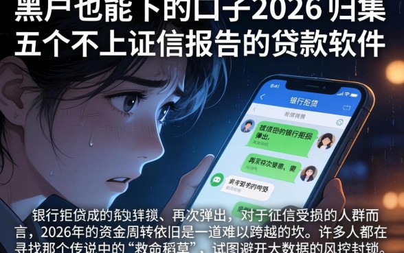 黑户也能下的口子2026,归集五个不上征信报告的贷款软件