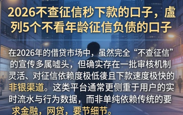 2026不查征信秒下款的口子,胪列5个不看年龄征信负债的口子