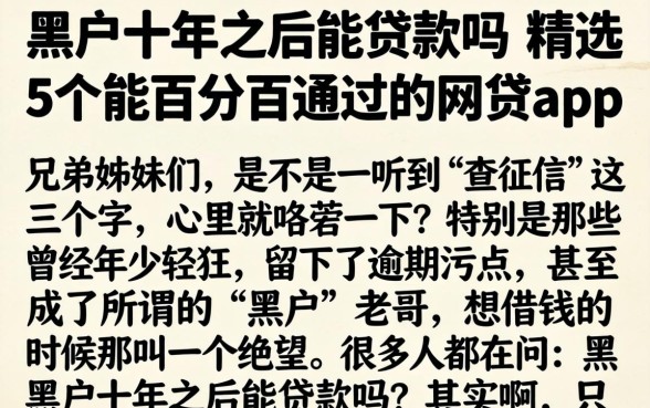 黑户十年之后能贷款吗,精选5个能百分百通过的网贷app