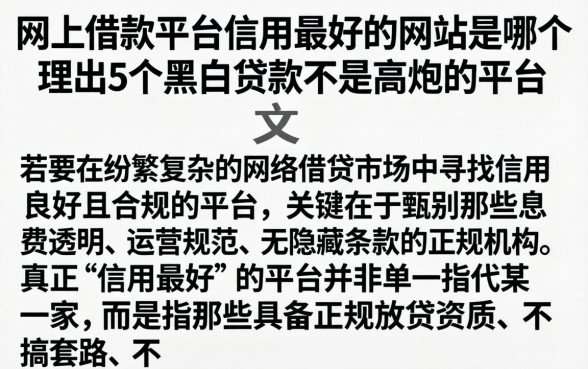 网上借款平台信用最好的网站是哪个，理出5个黑白贷款不是高炮的平台