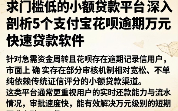 求门槛低的小额贷款平台,深入剖析5个支付宝花呗逾期万元快速贷款软件