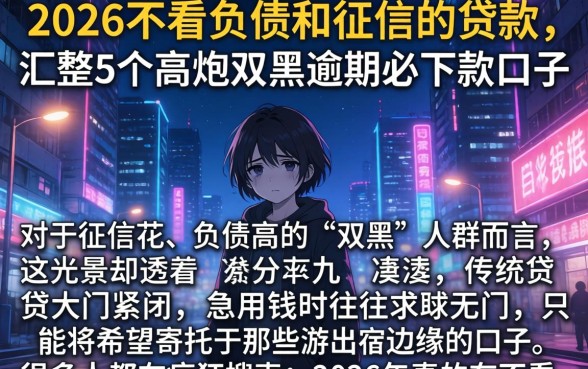 2026不看负债和征信的贷款，汇整5个高炮双黑逾期必下款口子