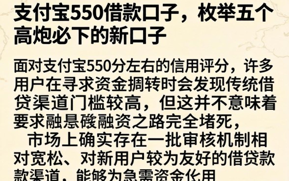 支付宝550借款口子，枚举五个高炮必下的新口子