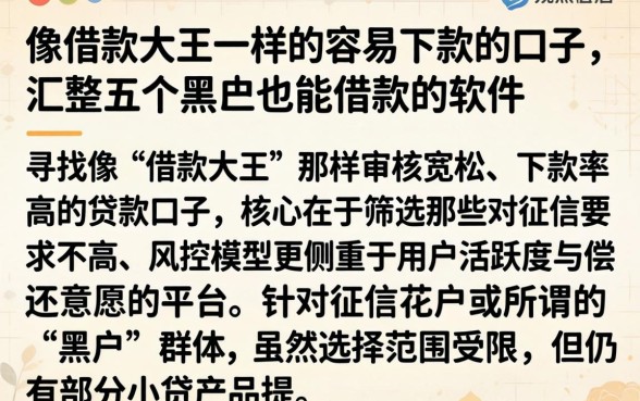 像借款大王一样的容易下款的口子，汇整五个黑户也能借款的软件