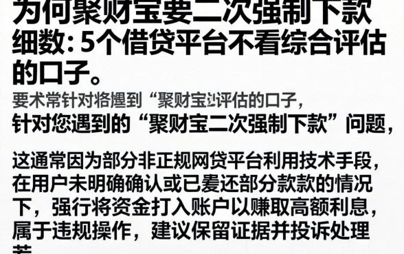 为何聚财宝要二次强制下款,细致阐述5个借钱平台不看综合评估的口子