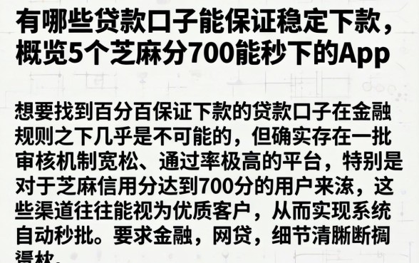 有哪些贷款口子能保证稳定下款，概览5个芝麻分700能秒下的app