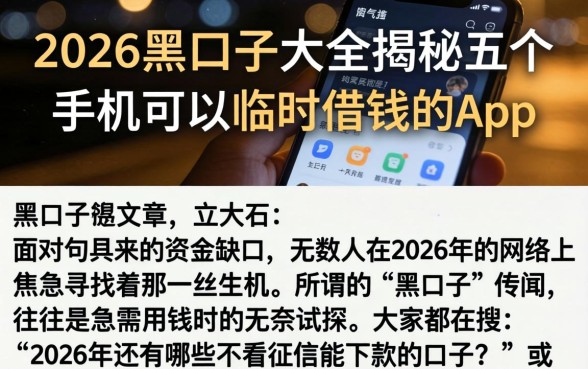 2026黑口子大全，揭秘五个手机可以临时借钱的app