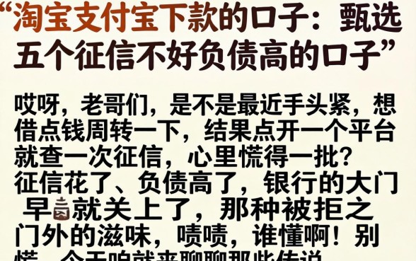 淘宝支付宝下款的口子，甄选五个征信不好负债高的口子