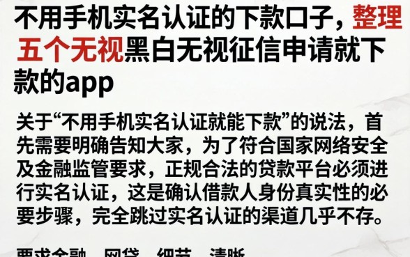不用手机实名认证的下款口子，整理五个无视黑白无视征信申请就下款的app