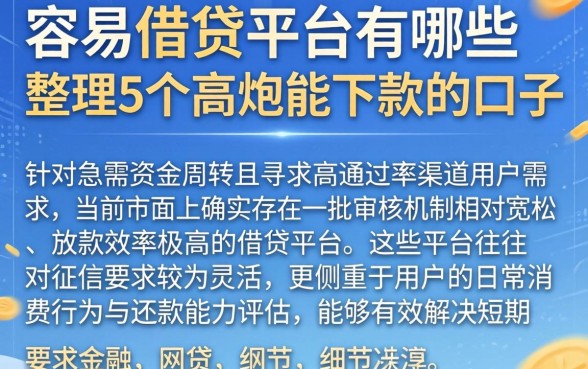 容易借贷的平台有哪些，整理5个高炮能下款的口子