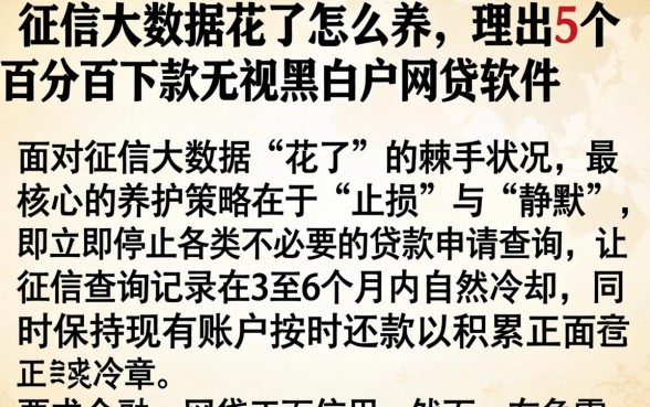 征信大数据花了怎么养，理出5个百分百下款无视黑白户网贷软件