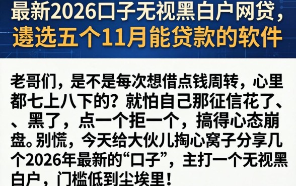 最新2026口子无视黑白户网贷，遴选五个11月能贷款的软件