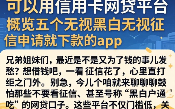 可以用信用卡的网贷平台，概览五个无视黑白无视征信申请就下款的app