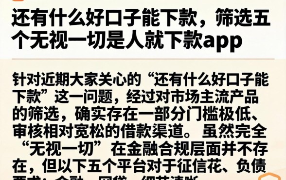 还有什么好口子能下款，筛选五个无视一切是人就下款app