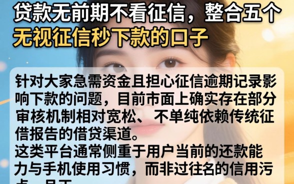 贷款无前期不看征信，整合五个无视征信秒下款的口子