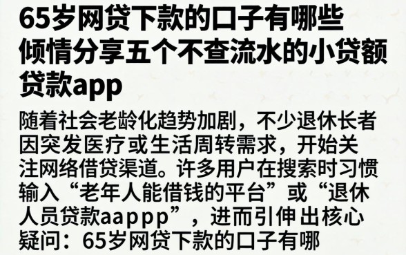 65岁网贷下款的口子有哪些,倾情分享五个不查流水的小额度贷款app