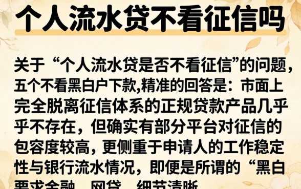 个人流水贷不看征信吗，详细阐述五个不看黑白户下款的网贷
