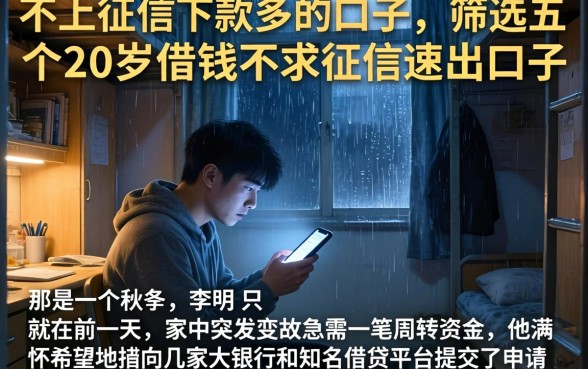 不上征信下款多的口子，筛选五个20岁借钱不求征信速借口子