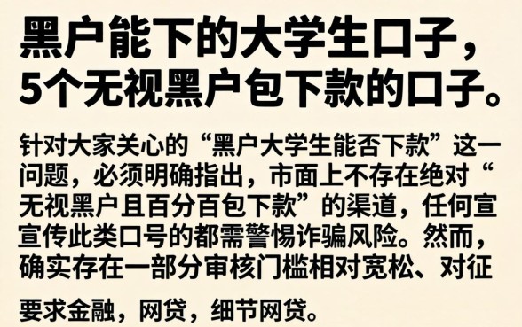 黑户能下的大学生口子，详尽说明5个无视黑户包下款的口子
