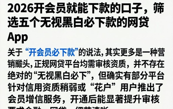 2026开会员就能下款的口子，筛选五个无视黑白必下款的网贷app